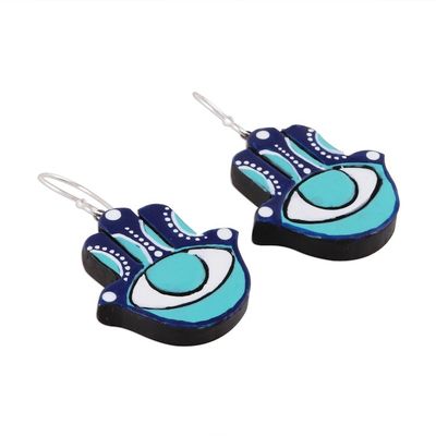 Alternate image for Hamsa Eye Ceramic Dangle Earrings from India Watchful Hamsa