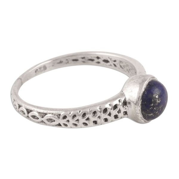 Alternate image for Lapis Lazuli Solitaire Ring Crafted in India Royal Round