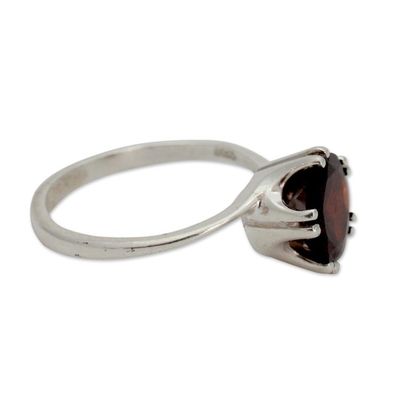 Alternate image for Sterling Silver and Garnet Solitaire Ring Delhi Crown
