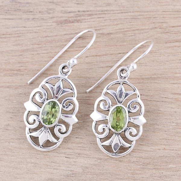 Alternate image for Peridot and 925 Sterling Silver Dangle Earrings from India Green Enchantment