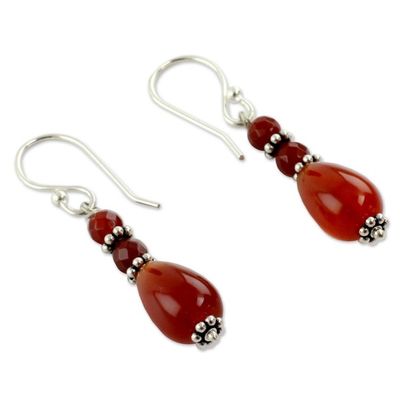 Alternate image for Fair Trade Artisan Crafted Carnelian Earrings Vibrant Jaipur