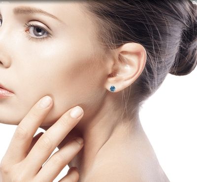 Alternate image for Blue Topaz Stud Earrings Sterling Silver Jewelry Spark of Life