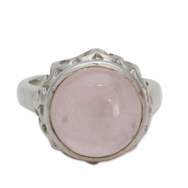 Alternate image for Rose Quartz Jewelry Sterling Silver Solitaire Ring Romantic Delhi