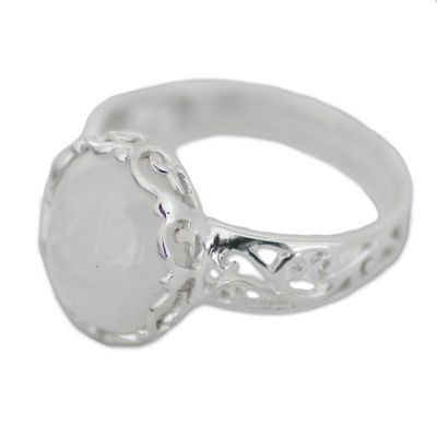 Alternate image for Rainbow Moonstone and 925 Silver Indian Jali Cocktail Ring Pure Ecstasy