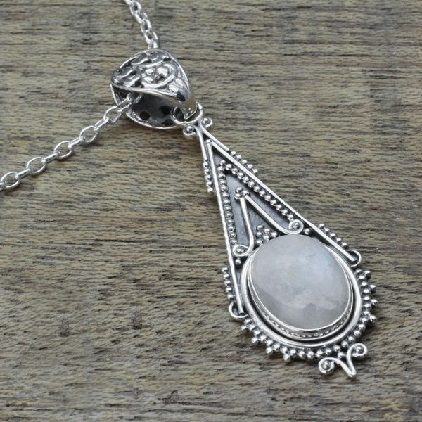 Alternate image for Handcrafted Moonstone Sterling Silver Necklace Moonlight Radiance