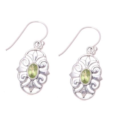 Alternate image for Peridot and 925 Sterling Silver Dangle Earrings from India Green Enchantment