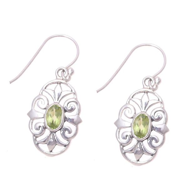Alternate image for Peridot and 925 Sterling Silver Dangle Earrings from India Green Enchantment