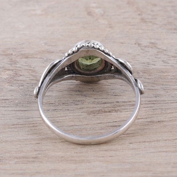 Alternate image for Spiral Motif Peridot Cocktail Ring from India Assam Allure