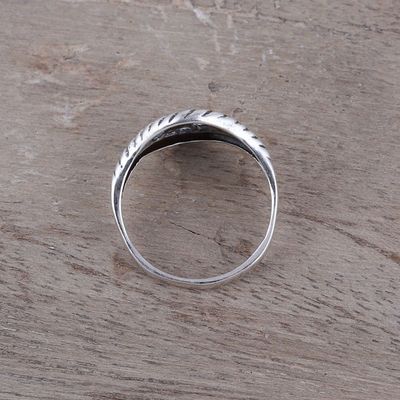 Alternate image for Woven Motif Sterling Silver Cocktail Ring from India Intertwined Elegance