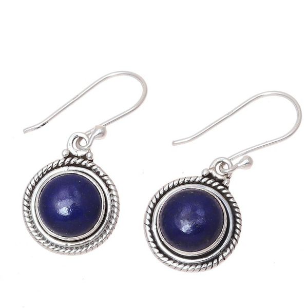 Alternate image for Round Lapis Lazuli Dangle Earrings from India Moonlight Dots