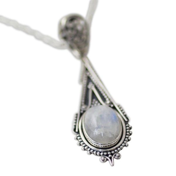 Alternate image for Handcrafted Moonstone Sterling Silver Necklace Moonlight Radiance