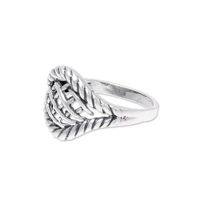 Alternate image for Woven Motif Sterling Silver Cocktail Ring from India Intertwined Elegance