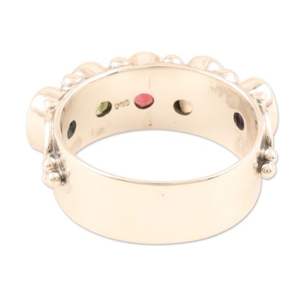 Alternate image for Faceted Multi Gemstone Sterling Silver Cocktail Ring Rainbow Beauty