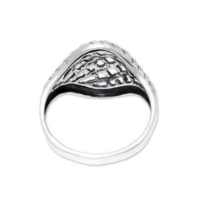 Alternate image for Woven Motif Sterling Silver Cocktail Ring from India Intertwined Elegance