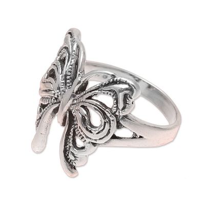 Alternate image for Butterfly Sterling Silver Band Ring from India Butterfly Companion