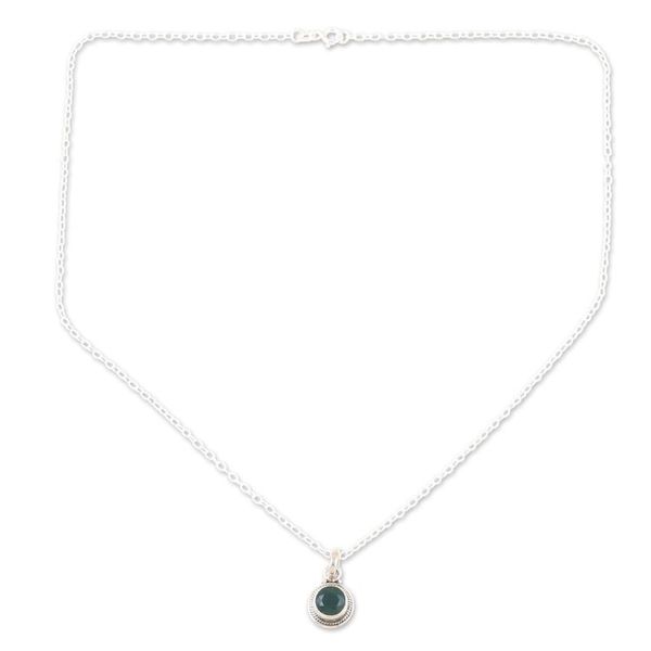 Alternate image for Sterling Silver and Green Onyx Necklace and Earrings Sparkling Green