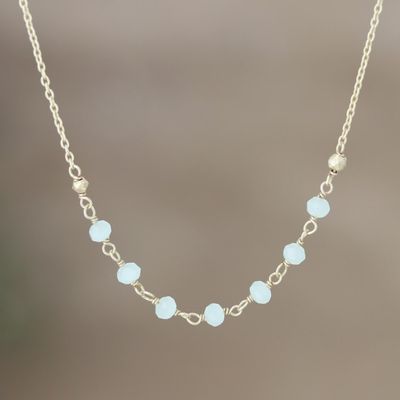 Alternate image for Handmade Chalcedony Gold Plated Necklace Green Glade