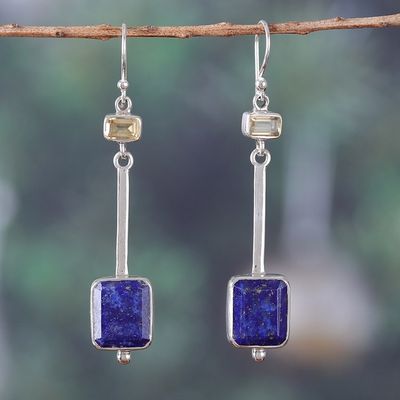 Alternate image for Eleven-Carat Lapis Lazuli and Citrine Dangle Earrings Royal Dangle