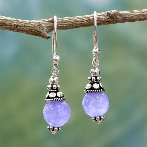 Alternate image for Sterling Silver Agate Earrings Handmade in India Magical Glow