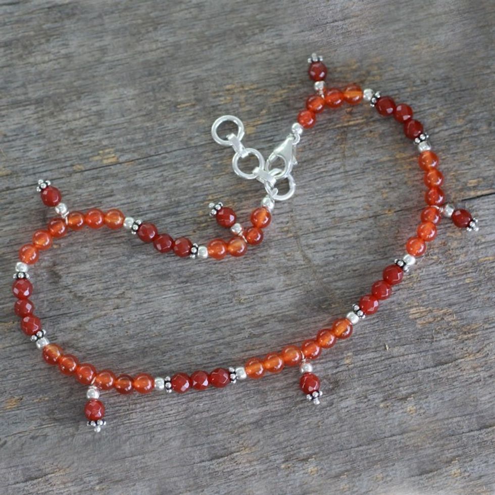 Carnelian anklet 'Sunset in Jaipur'