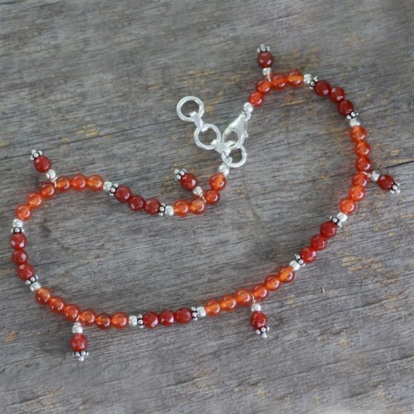 Alternate image for Carnelian anklet Sunset in Jaipur