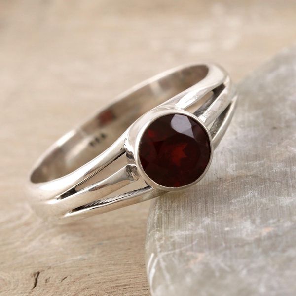 Alternate image for Garnet and Sterling Silver Cocktail Ring Hazy Night