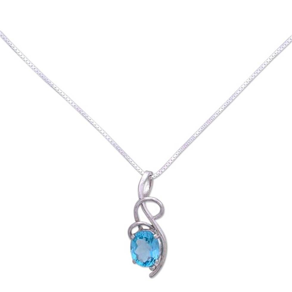 Topaz pendant necklace 'Blue Delight'