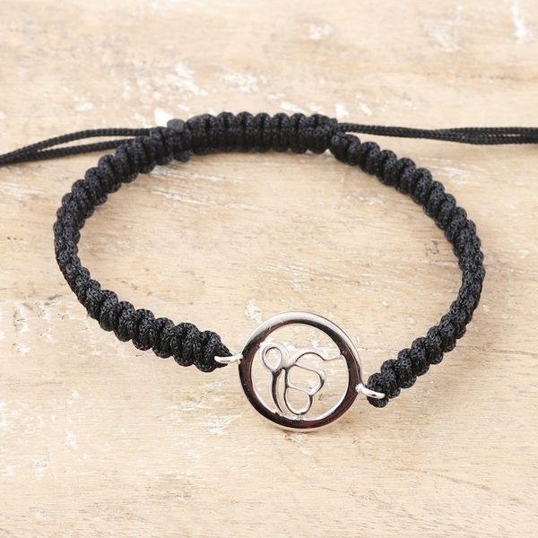Alternate image for Black Macrame Bracelet with Sterling Silver Ek Onkar Symbol Altar to Divinity