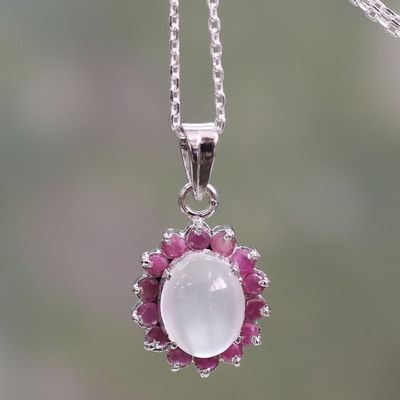 Alternate image for Pendant Necklace with Ruby and Moonstone Love and Devotion