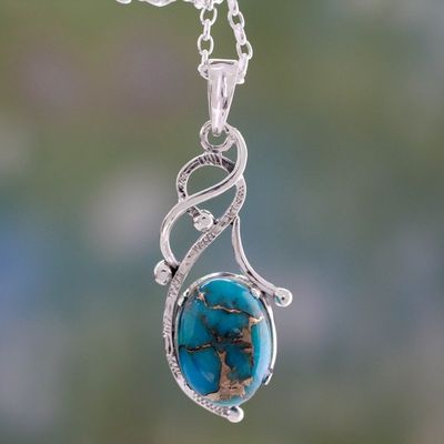 Alternate image for Blue Composite Turquoise Sterling Silver Necklace from India Sky Whisper
