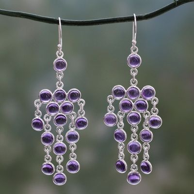 Alternate image for Sterling Silver Chandelier Earrings with Amethyst Cabochons Ecstatic Purple