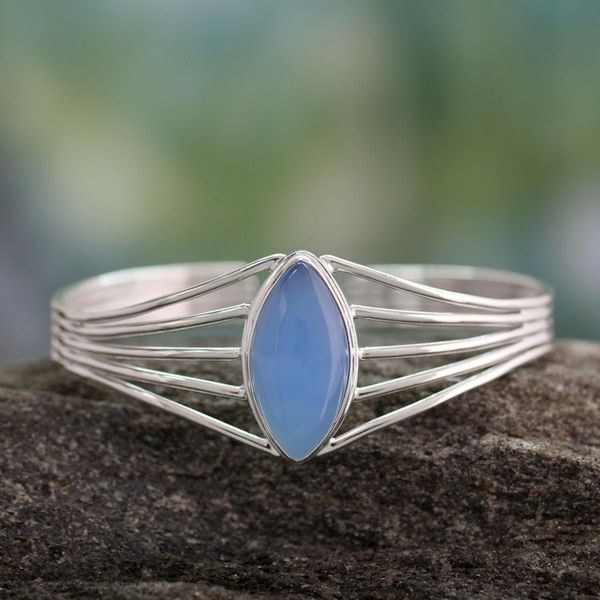 Alternate image for Chalcedony cuff bracelet Clear Sky