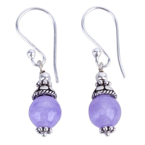 Alternate image for Sterling Silver Agate Earrings Handmade in India Magical Glow