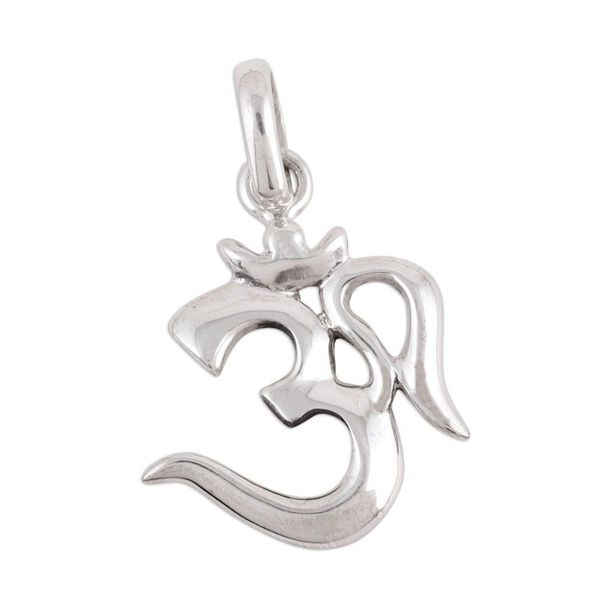 Alternate image for High-Polish Sterling Silver Om Pendant from India Majestic Om