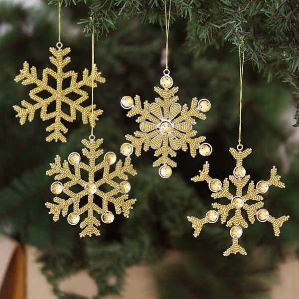 Alternate image for Embellished Aluminum Snowflake Ornaments Set of 4 Glittering Snowfall
