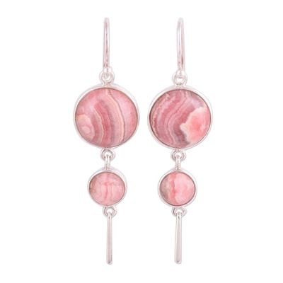 Alternate image for Rhodochrosite and Sterling Silver Dangle Earrings Rock Rose