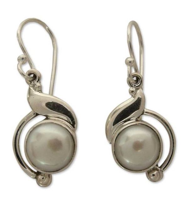 Alternate image for Sterling Silver and Pearl Earrings Artisan Jewelry India Rapture
