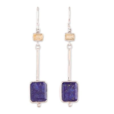 Alternate image for Eleven-Carat Lapis Lazuli and Citrine Dangle Earrings Royal Dangle