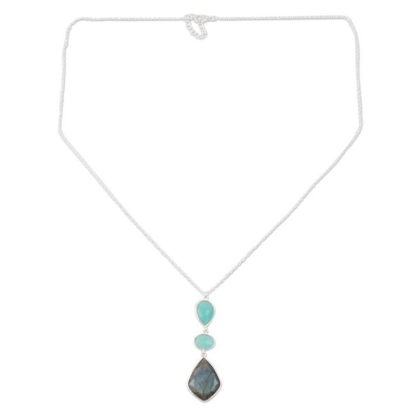 Alternate image for Labradorite and Chalcedony Pendant Necklace from India Aurora Combination