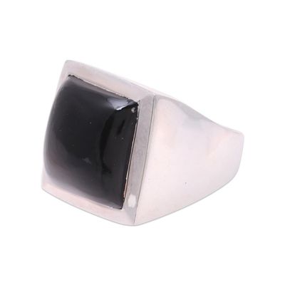 Alternate image for Modern Black Onyx Ring Crafted in India Might