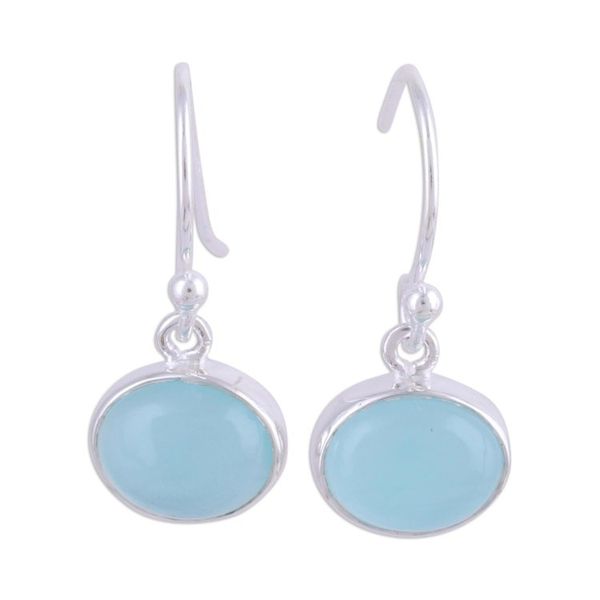 Alternate image for Aqua Blue Chalcedony and Silver Dangle Earrings Aqua Aurora