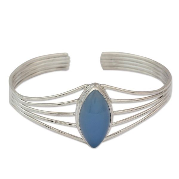 Alternate image for Chalcedony cuff bracelet Clear Sky