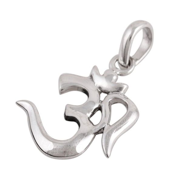 Alternate image for High-Polish Sterling Silver Om Pendant from India Majestic Om