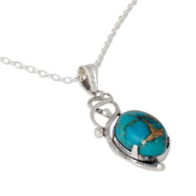 Alternate image for Blue Composite Turquoise Sterling Silver Necklace from India Sky Whisper