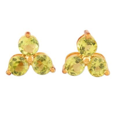 Alternate image for Gold-Plated Sterling Silver Peridot Stud Earrings from India Chennai Stars