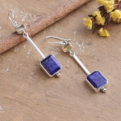 Alternate image for Eleven-Carat Lapis Lazuli and Citrine Dangle Earrings Royal Dangle