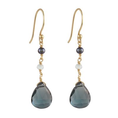 Alternate image for Gold Plated London Blue Topaz Dangle Earrings from India London Dazzle