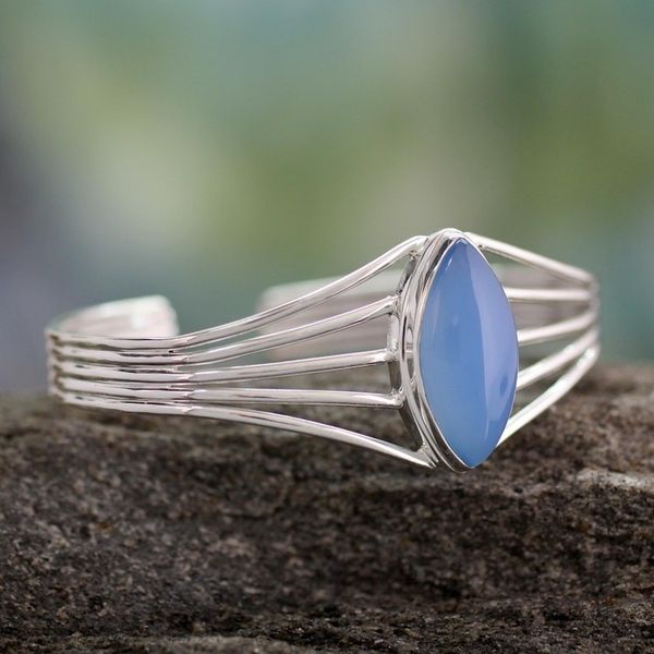 Alternate image for Chalcedony cuff bracelet Clear Sky