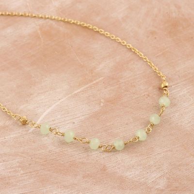 Alternate image for Handmade Chalcedony Gold Plated Necklace Green Glade