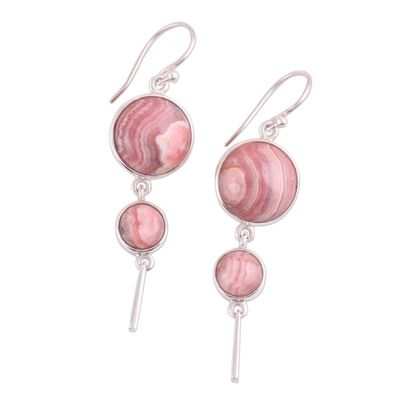 Alternate image for Rhodochrosite and Sterling Silver Dangle Earrings Rock Rose